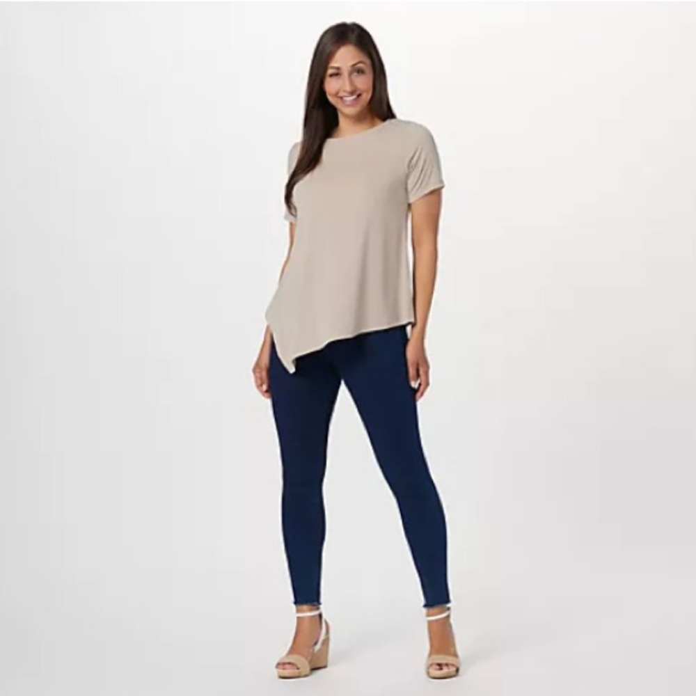 Susan Graver MEDIUM Blouse-Every Day Liquid Knit Asymmetrical Tunic Poly Spandex - Picture 7 of 13